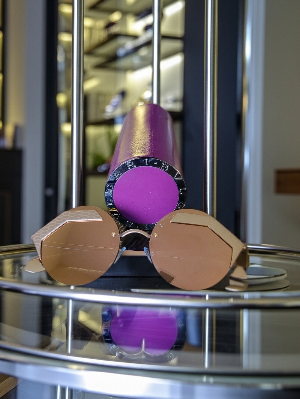 BVLGARI SERPENTEYES Brushed Gold Orange Metal Round Scales Sunglasses - Picture 5 of 10